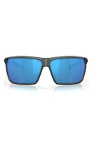 Costa Del Mar Rincon 63mm Polarized Oversize Rectangular Sunglasses in Blue Mirror at Nordstrom