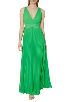 Milly Oria Pleated Sleeveless Cross Back Dress in Kelly Gree at Nordstrom, Size 0