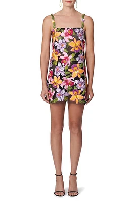 Carolina Herrera Orchid Embroidered Tulle Minidress Black Multi-Color at Nordstrom,