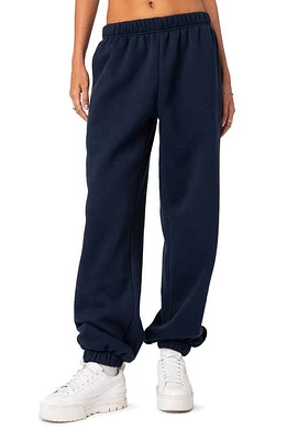 EDIKTED Clark Oversize Cotton Blend Sweatpants Navy at Nordstrom,