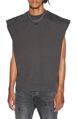 Ksubi Jupiter Slash Studded Sleeveless Cotton Sweatshirt Black at Nordstrom,