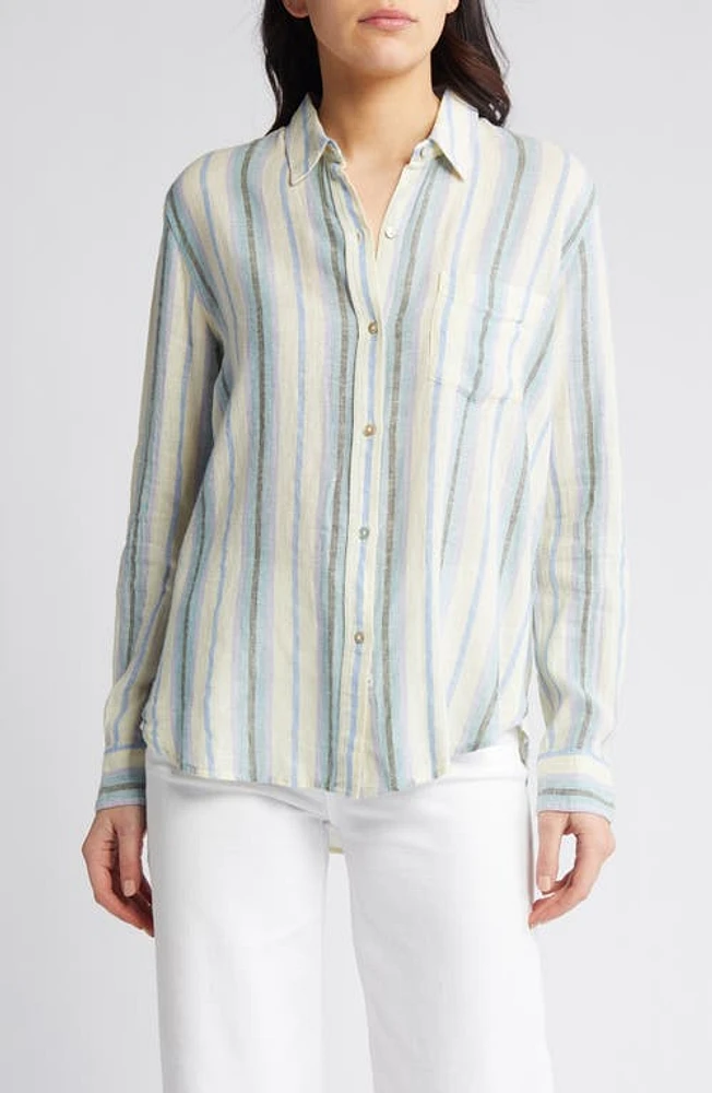 Rails Charli Linen Blend Button-Up Shirt Catania Stripe at Nordstrom,