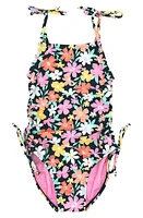 Feather 4 Arrow Kids' Seaside Floral One-Piece Swimsuit Black at Nordstrom,