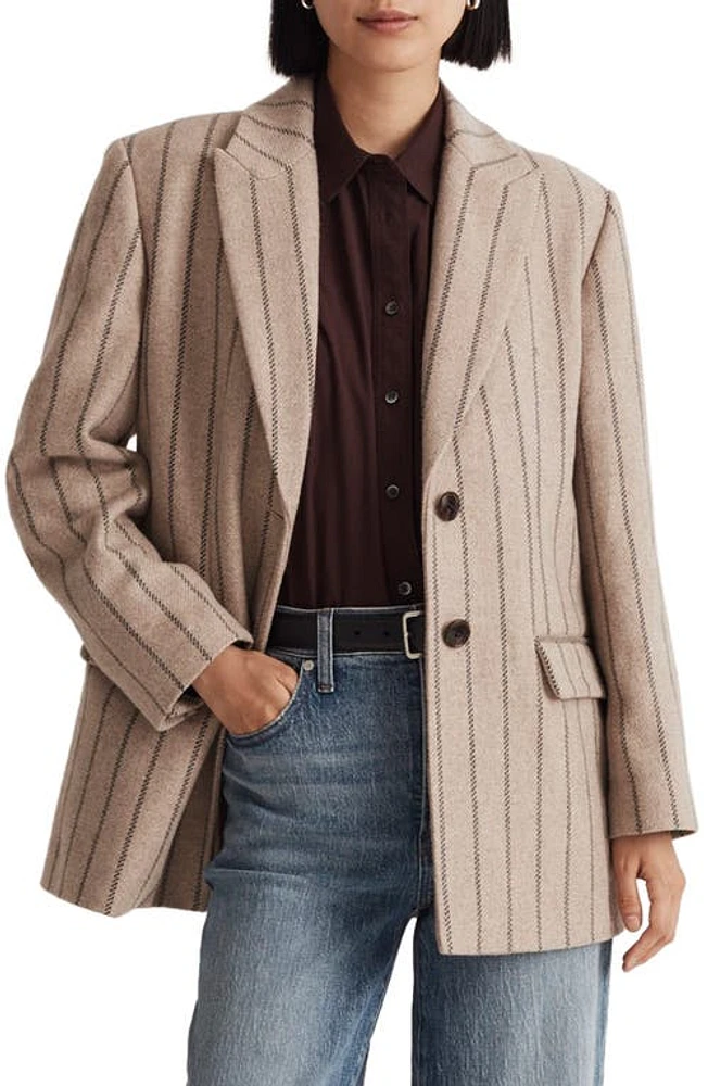 Madewell The Bedford Oversize Belted Blazer in Jennifer Stripe at Nordstrom, Size 0