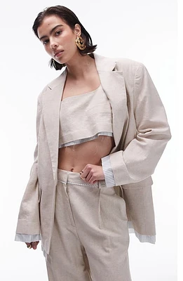 Topshop Oversize Cotton & Linen Jacket Cream at Nordstrom, Us