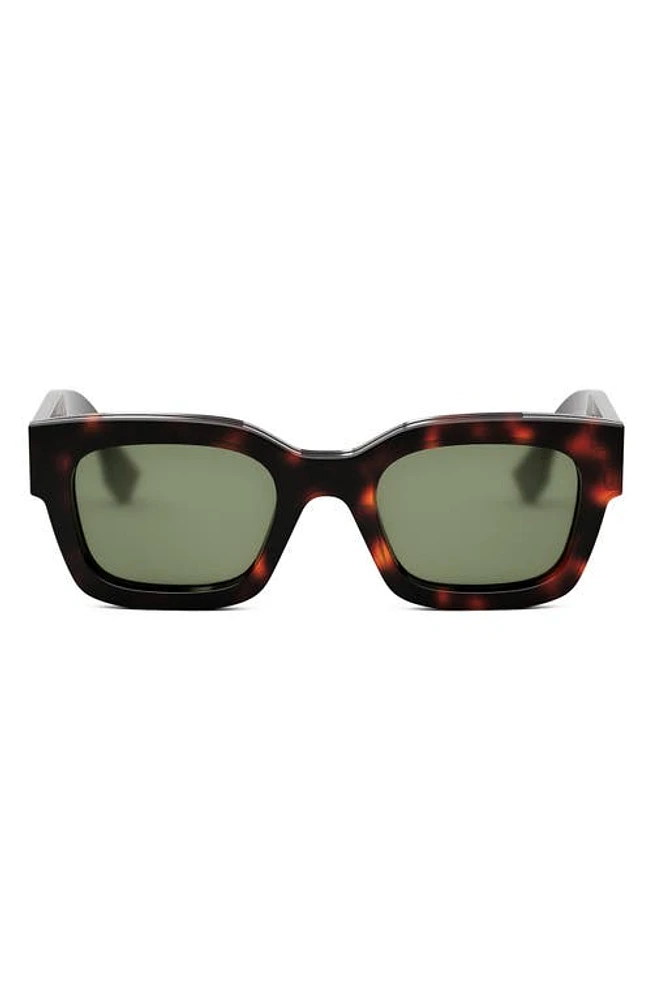 'Fendi Signature 50mm Rectangular Sunglasses in Red Havana /Green at Nordstrom