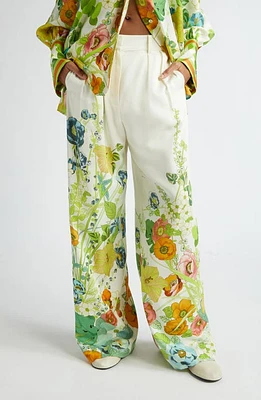 ALEMAIS Constance Floral Wide Leg Pants Cream at Nordstrom,