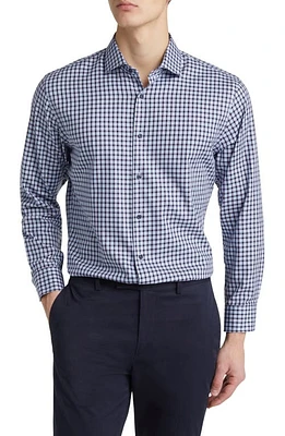 Nordstrom Brickle Trim Fit Check Dress Shirt Blue- Navy at Nordstrom, 