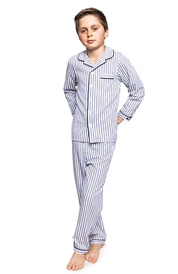 Petite Plume Ticking Stripe Pajamas Blue at Nordstrom,