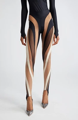 MUGLER Multicolor Sheer Spiral Stirrup Leggings Multi at Nordstrom, Us