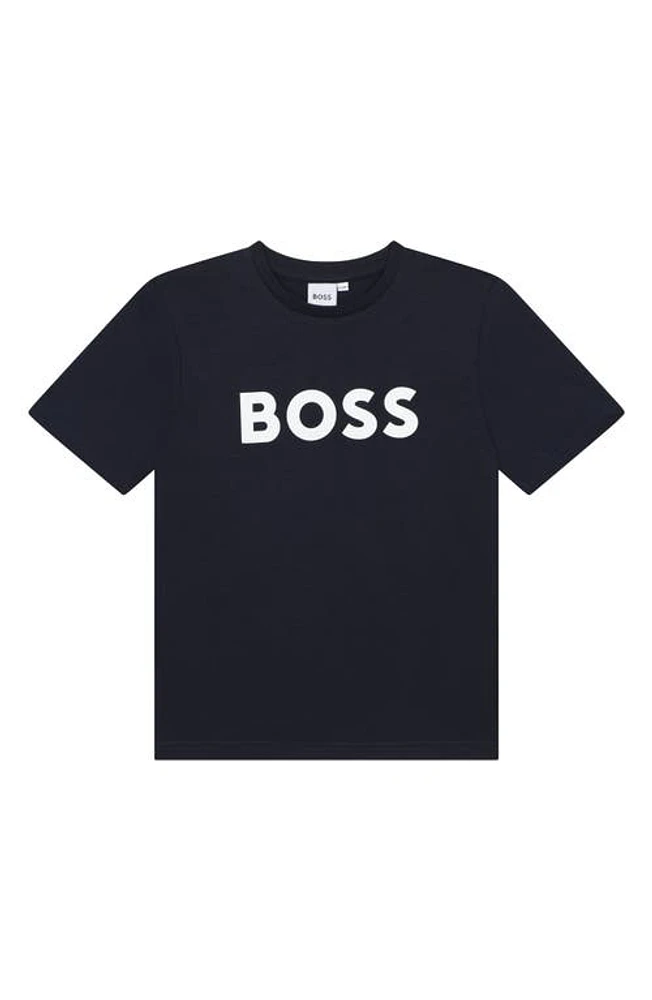 BOSS Kidswear Kids' Logo Cotton Graphic T-Shirt in Navy at Nordstrom, Size 8 Y