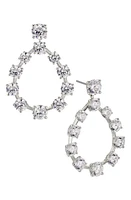 Nadri Halle Teardrop Frontal Hoop Earrings in Rhodium at Nordstrom