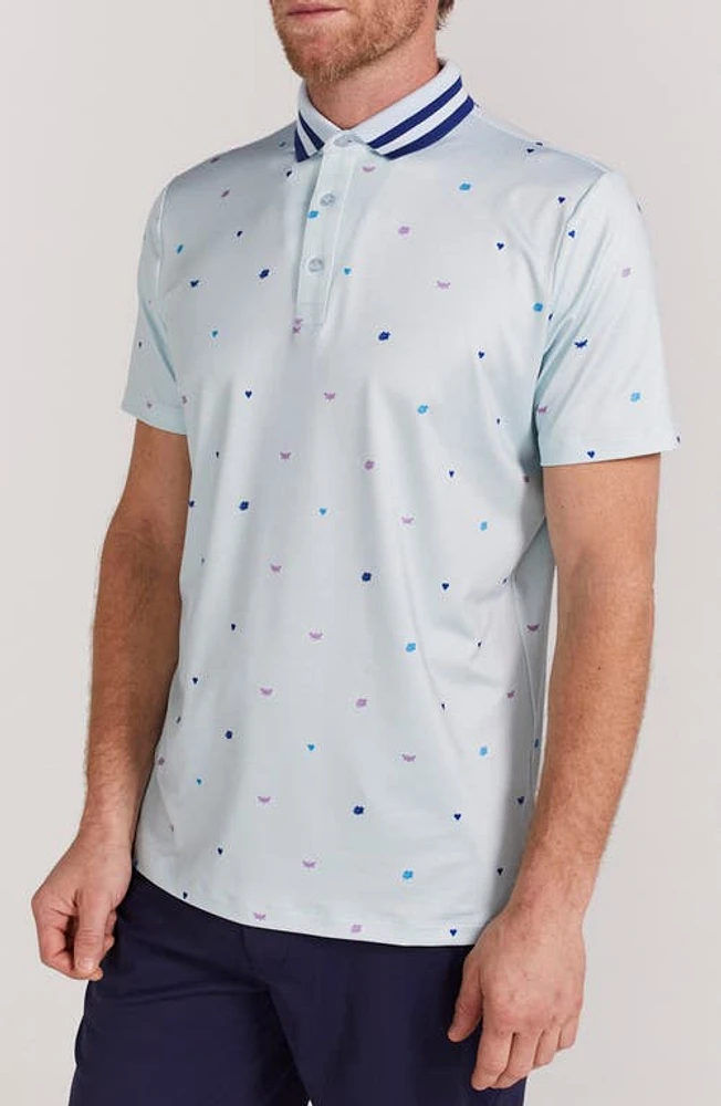 Redvanly Langham Print Stripe Collar Polo at Nordstrom,