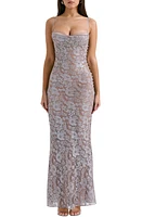 HOUSE OF CB Azzurra Metallic Lace Body-Con Gown at Nordstrom,