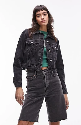 Topshop Tilda Crop Denim Jacket Washed Black at Nordstrom, Us