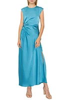 MELLODAY Side Ruched Satin Dress Aqua at Nordstrom,