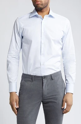 Canali Impeccabile Pattern Cotton Dress Shirt Light Blue at Nordstrom,