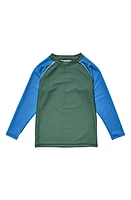 Snapper Rock Kids' Colorblock Long Sleeve Rashguard Top Blue at Nordstrom,