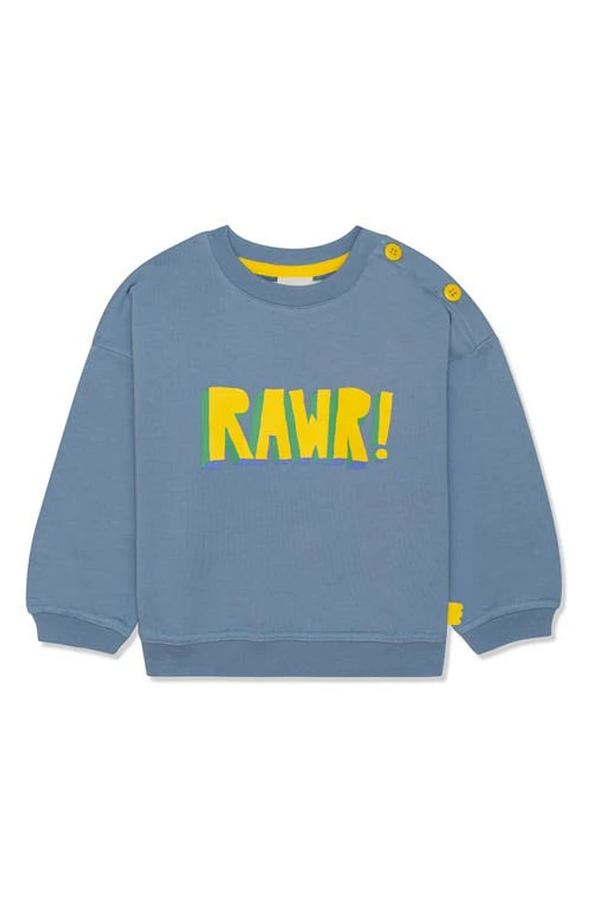 Mon Coeur Kids' Rawr! Graphic Sweatshirt Faded Denim at Nordstrom,