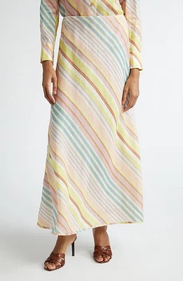 Zimmermann Halliday Bias Stripe Linen Maxi Skirt Multi at Nordstrom,