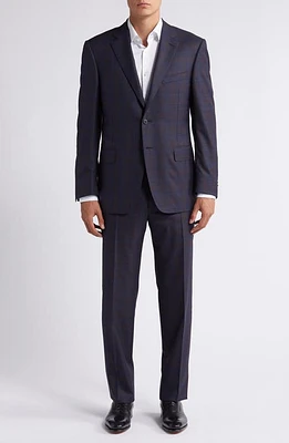 Canali Regular Fit Plaid Wool Suit Navy at Nordstrom, Us