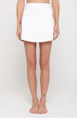 Spiritual Gangster Nyla Rainbow Stripe High Waist Sport Skort Bright White at Nordstrom,