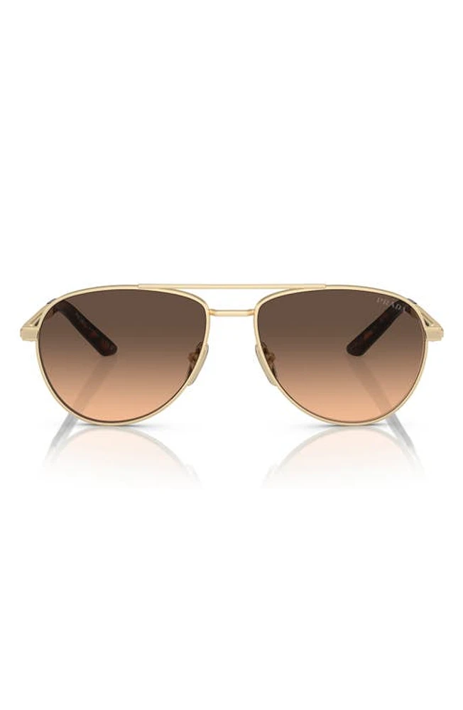 Prada 60mm Pilot Sunglasses in Matte Pale Gold at Nordstrom