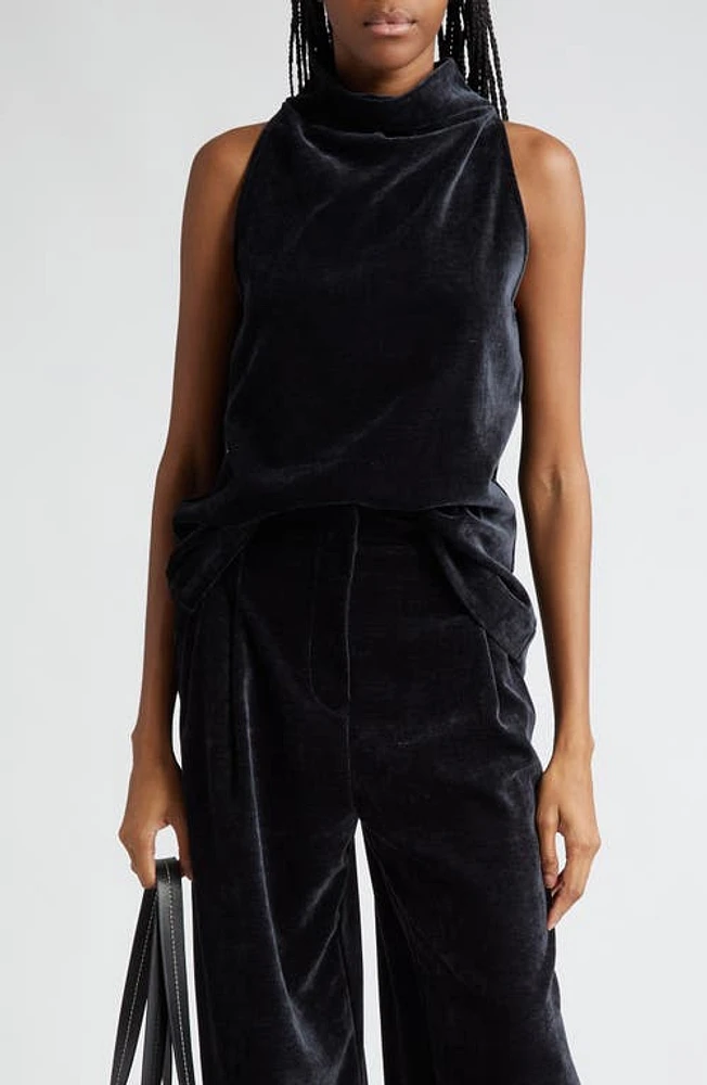 Proenza Schouler Mila Mock Neck Sleeveless Velvet Top Black at Nordstrom,