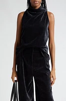 Proenza Schouler Mila Mock Neck Sleeveless Velvet Top Black at Nordstrom,