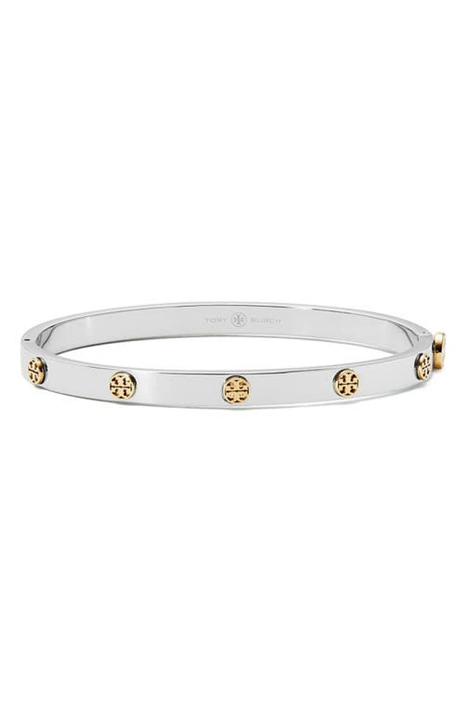 Tory Burch Miller Stud 5mm Hinge Bracelet in Tory Silver/Tory Gold at Nordstrom, Size Medium