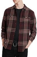 John Varvatos Dale Plaid Button-Up Shirt Merlot at Nordstrom,