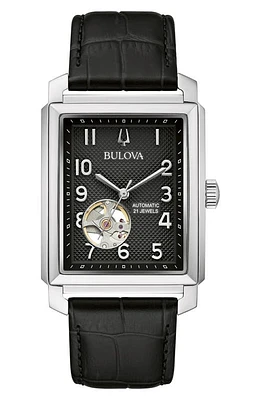 BULOVA Sutton Automatic Leather Strap Watch