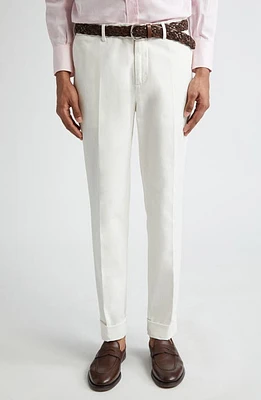 Brunello Cucinelli Italian Fit Cotton Gabardine Chino Pants C2200 White at Nordstrom, Us