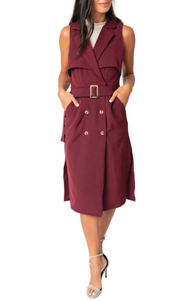 GIBSONLOOK Sleeveless Trench Dress in Burgundy at Nordstrom, Size Small