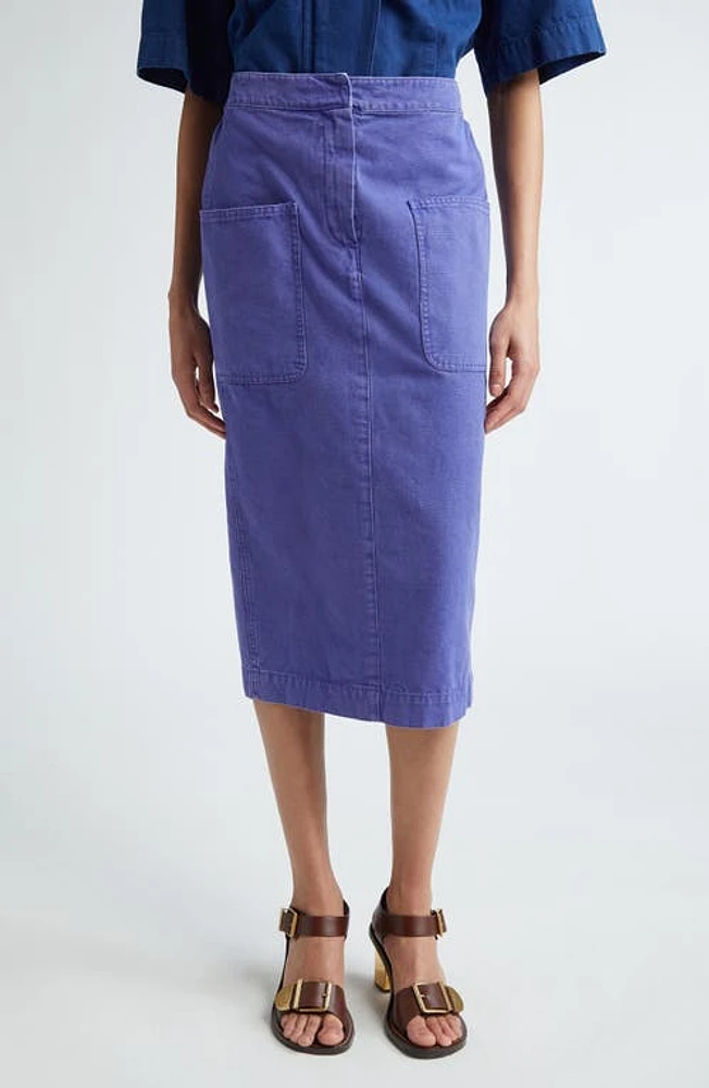 Max Mara Cardiff Cotton Twill Midi Skirt Lavender at Nordstrom,