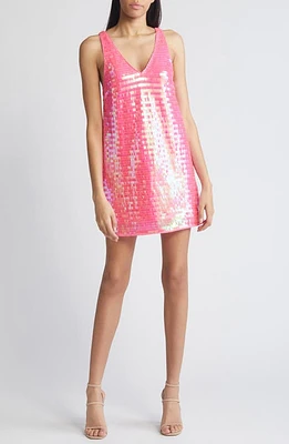 Saylor Dorah Paillette Tank Minidress Hot Pink at Nordstrom,