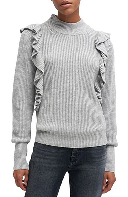 7 For All Mankind Ruffle Mock Neck Sweater Heather Grey at Nordstrom,