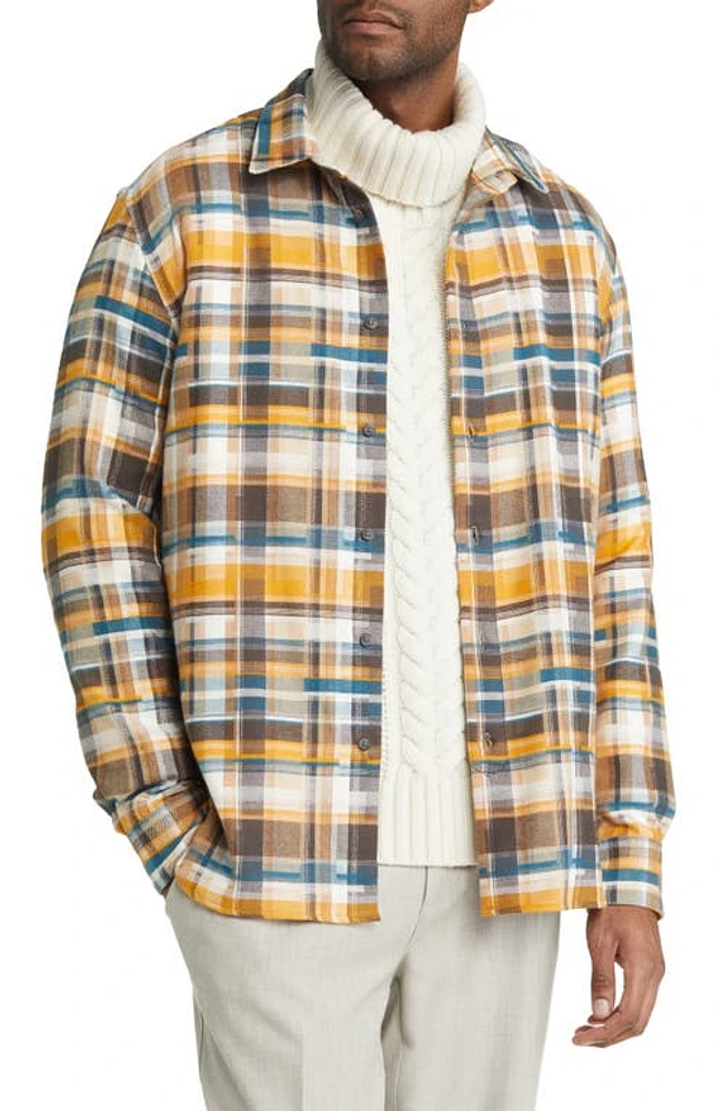 PEREGRINE Farley Check Brushed Cotton Button-Up Shirt Spratton at Nordstrom,