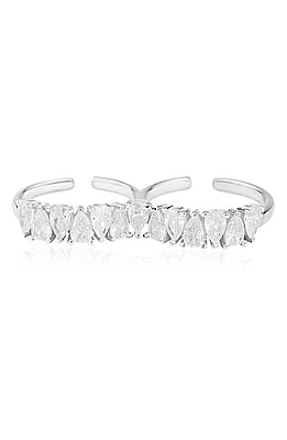 SHYMI Pear Cubic Zirconia Two Finger Ring in Silver at Nordstrom