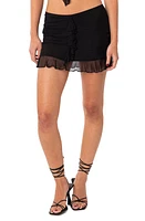 EDIKTED Solange Ruffle Mesh Miniskirt Black at Nordstrom,