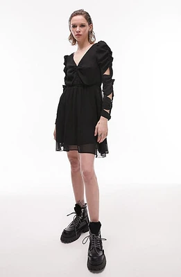 Topshop Cutout Long Sleeve Minidress in Black at Nordstrom, Size 2 Us