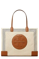 Tory Burch Ella Print Tote in Box Stripe /Natural Vachetta at Nordstrom