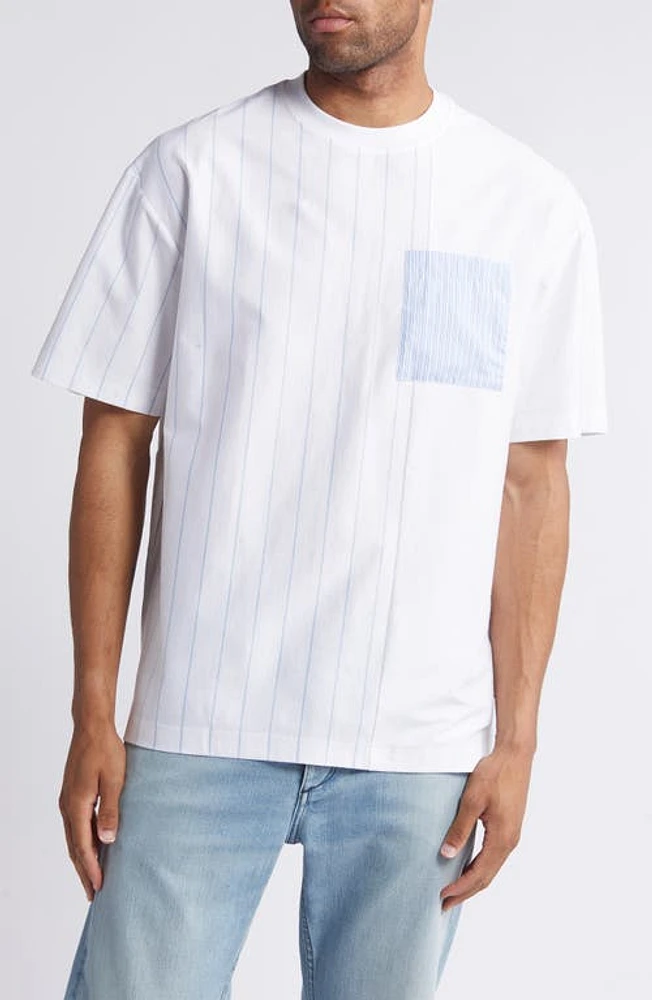 BOSS Tiburt Stripe T-Shirt Light Blue at Nordstrom,