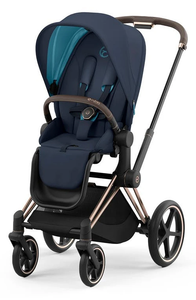 CYBEX Priam 4 Rose Gold Compact Stroller in Nautical Blue at Nordstrom