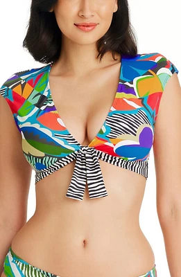 Rod Beattie Mix Cap Sleeve Bikini Top in Multi Colored at Nordstrom, Size 12