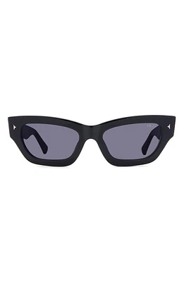 DEZI Stacked 55mm Cat Eye Sunglasses in Black /Dark Smoke /Gold at Nordstrom