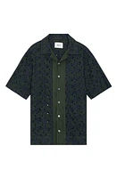 NN07 Leo 5655 Embroidered Organic Cotton Blend Camp Shirt Rosin at Nordstrom,