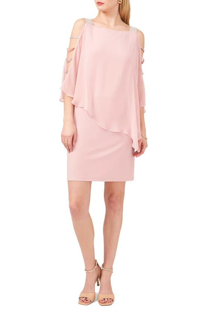 Chaus Crystal Strap Chiffon Overlay Minidress Puff Pink at Nordstrom,