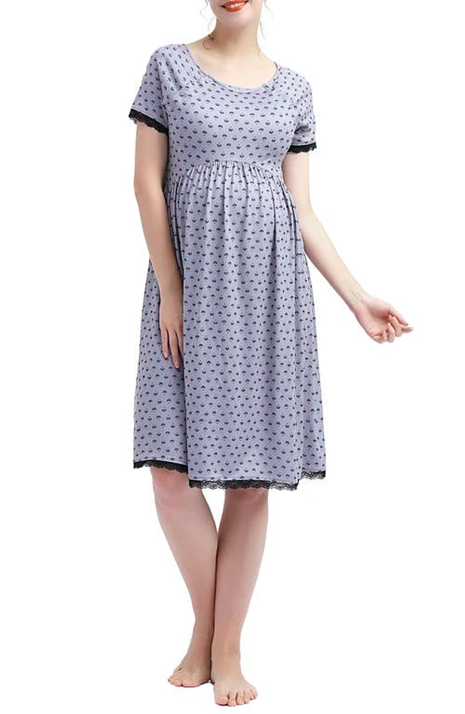 Kimi and Kai Exa Maternity/Nursing Nightgown Grey at Nordstrom,