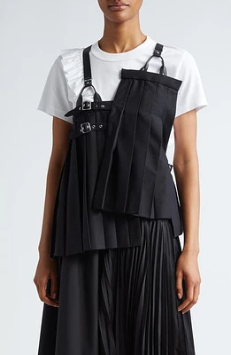 Noir Kei Ninomiya Asymmetric Pleated Wool Gabardine Harness Top in Black at Nordstrom, Size Medium